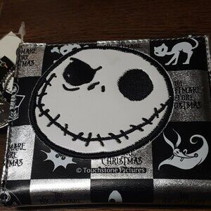 Nightmare Before Christmas Jack Face Checkerboard Vinyl Billfold Wallet w/ Fob